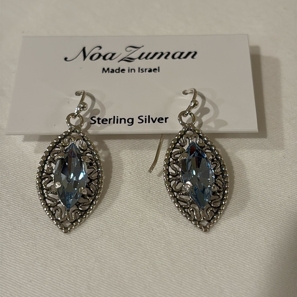 Noa‎ Zuman Sterling Silver and blue Crystal Earrings